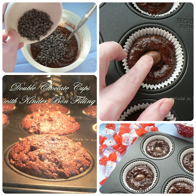 Double Chocolate Muffins mit Kinder-Schoko-Bon Füllung 8