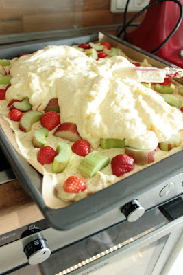 Erdbeer-Rhabarberkuchen mit Vanille-Quark Guss 3