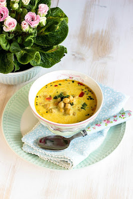 Schnelle,gesunde Kichererbsen Suppe mit Kokosmilch und vielen Gewürzen 6